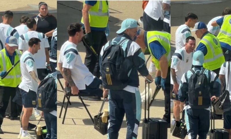 فيديو.. ميسي يخضع لتفتيش أمني صارم في المطار