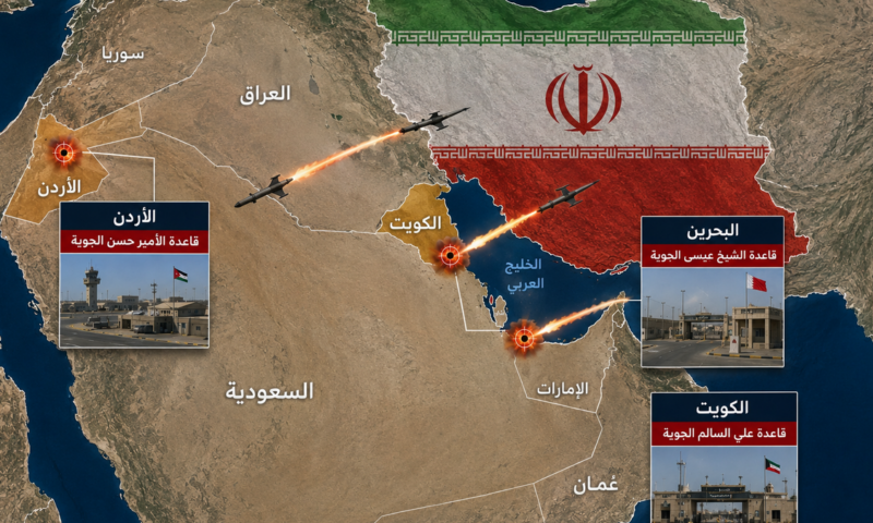 إيران تهاجم مواقع في البحرين والكويت والأردن