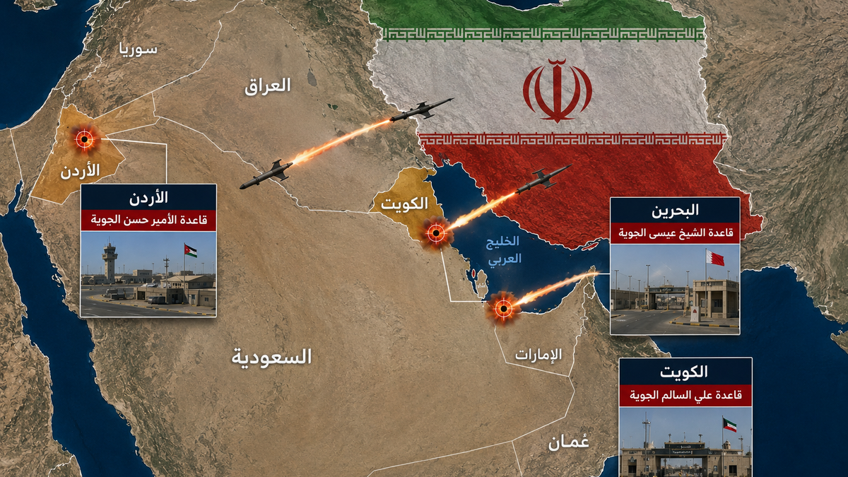 إيران تهاجم مواقع في البحرين والكويت والأردن