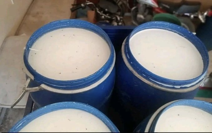 ضبط طن لبن فرز غير صالح داخل مخزن غير مرخص بالفشن
