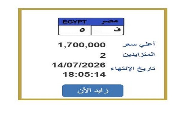 سعرها اقترب من 2 مليون جنيه.. مزايدة نارية على لوحة سيارة مميزة «اعرف الخطوات»
