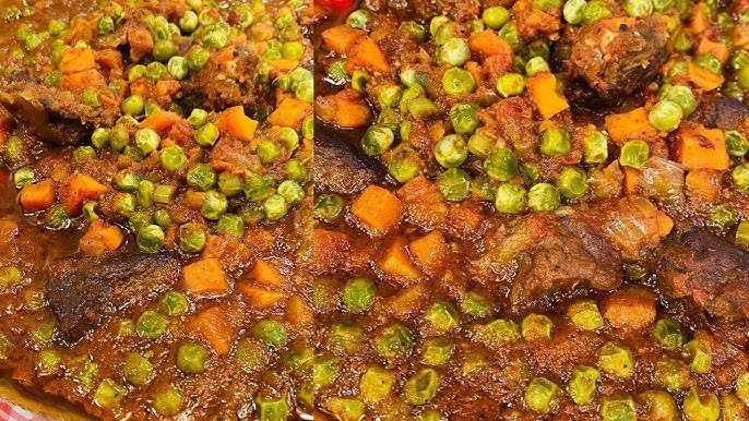 طريقة عمل البسلة بالجزر واللحم خطوة بخطوة