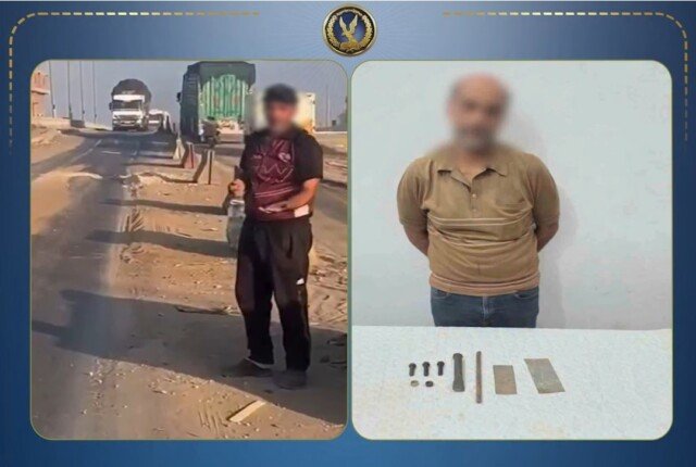 بعد تداول فيديو.. الداخلية تضبط عاملًا لسرقة قطع حديدية من أعلى كوبري بدمياط