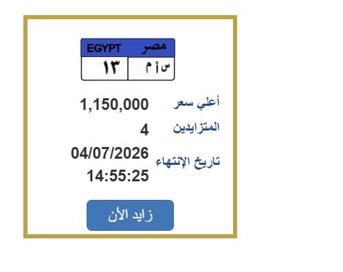 مليون و150 ألف جنيه.. اشتعال مزاد على لوحة سيارة مميزة ببوابة مرور مصر
