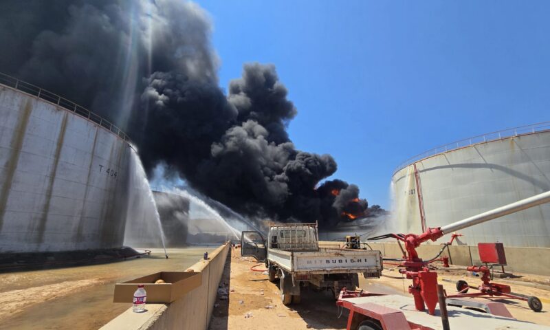 انفجار في محطة كهرباء مدينة الزاوية غرب ليبيا