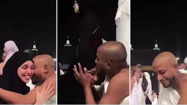 زوجة تفاجئ زوجها بخبر حملها أمام الكعبة .. ورد فعله يخطف القلوب
