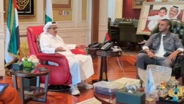 خلف الحبتور يستقبل رامي ربيعة في الإمارات.. «أهلاً بك في بيتك بين أهلك»