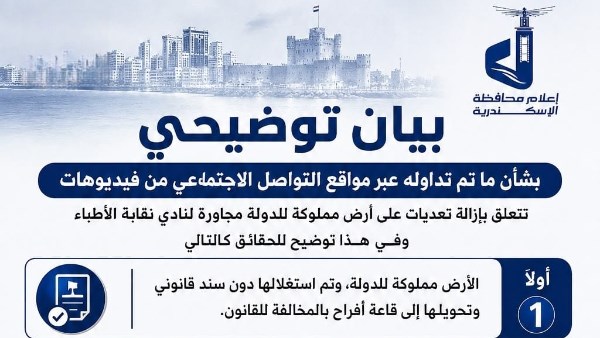 ألفاظ خارجة .. محافظة الإسكندرية ترد على فيديو قاعة أفراح نادي الأطباء المثير