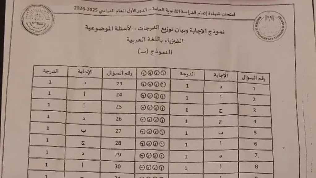 تداول نموذج إجابة الفيزياء مع انطلاق معاينات تظلمات الثانوية العامة 2026