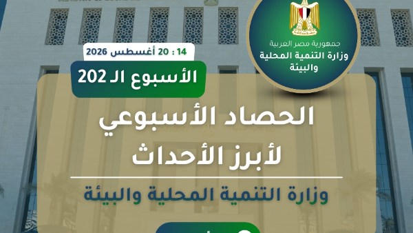 بالإنفوجراف.. نشرة الحصاد الأسبوعي لأنشطة وزارة التنمية المحلية والبيئة