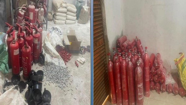 ضبط مدير مخزن غير مرخص بالقليوبية بداخله طفايات حريق مغشوشة ومقلدة