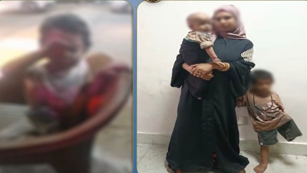 حرقت وش بنتها .. القبض على سيدة تتسول بطفلتيها بالغربية