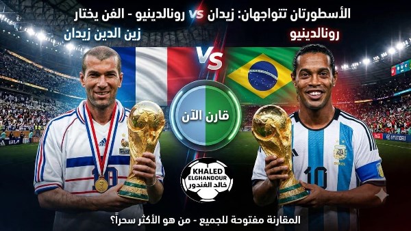 خالد الغندور يطرح مقارنة بين رونالدينيو وزين الدين زيدان