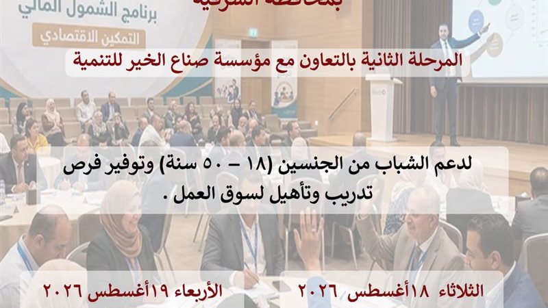 وحدة سكان الشرقية تدعو الشباب إلى ورشة عمل للتمكين الاقتصادي