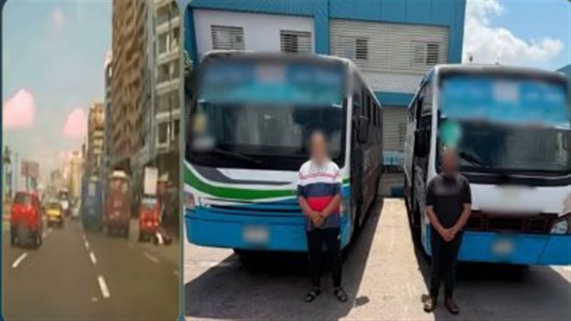 التنافس على الركاب ينتهي بحادث، ضبط قائدي أتوبيسين في الإسكندرية