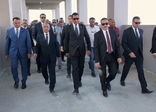 وزير الشباب والرياضة ومحافظ بورسعيد يتفقدان استاد النادي المصري لمتابعة مستجدات العمل