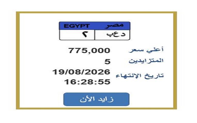 سعرها تخطى 750 ألف جنيه.. خطوات التزايد على لوحة سيارة مميزة