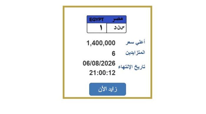 سعرها اقترب من 1.5 مليون جنيه.. خطوات التزايد على لوحة سيارة مميزة