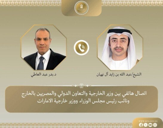 وزيرا خارجية مصر والإمارات يؤكدان أهمية استكمال استحقاقات خطة السلام في غزة