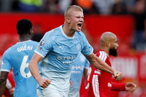 هالاند فخور بالرقم القياسي لأهداف ديربي مانشستر بـ«الدوري الممتاز»