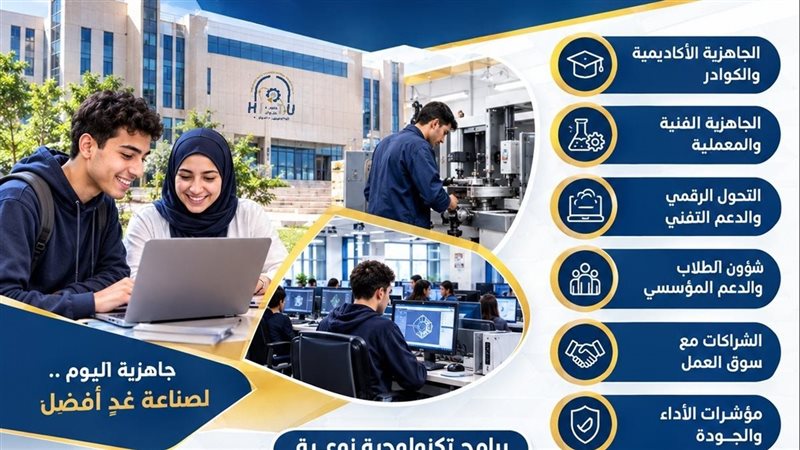 جامعة حلوان الدولية تستكمل خطة الجاهزية الشاملة للكلية التكنولوجية
