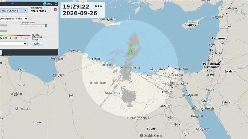 الأرصاد: سحب رعدية تتقدم بالصحراء الغربية وأمطار غزيرة تضرب مناطق بمطروح