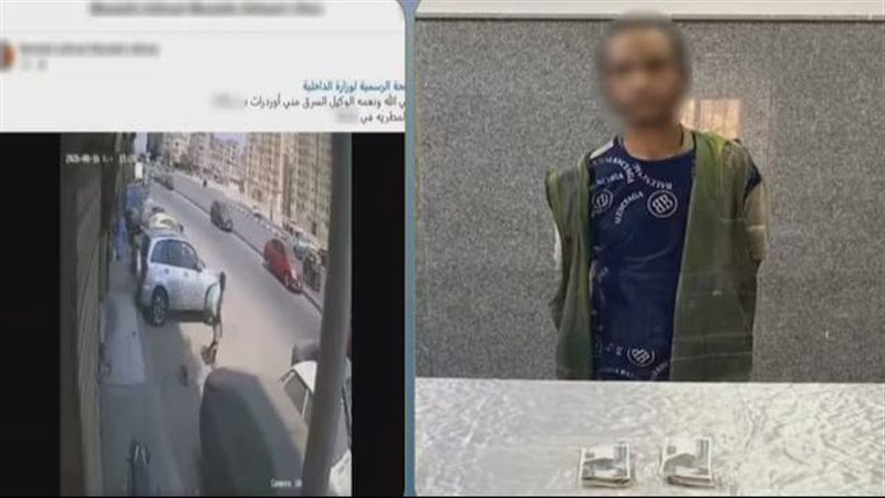 لحظة غفلة قلبت الموازين، جامع قمامة سرق ملابس من أمام محل بالمطرية
