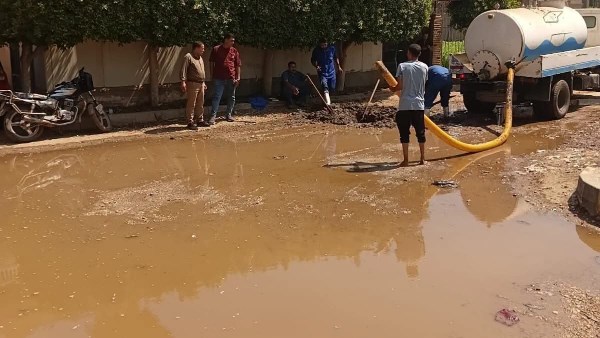 انفجار في خط مياة بمدينة الباجور بالمنوفية