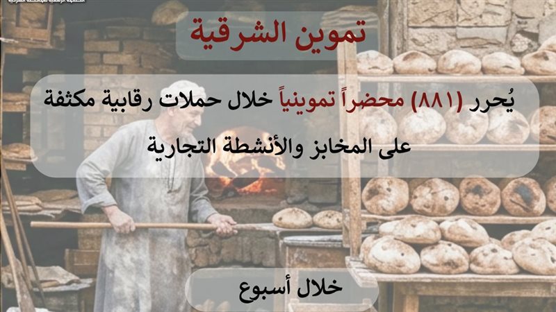 تموين الشرقية يحرر 881 محضرا لعدد من المخابز والمحال بالأسواق