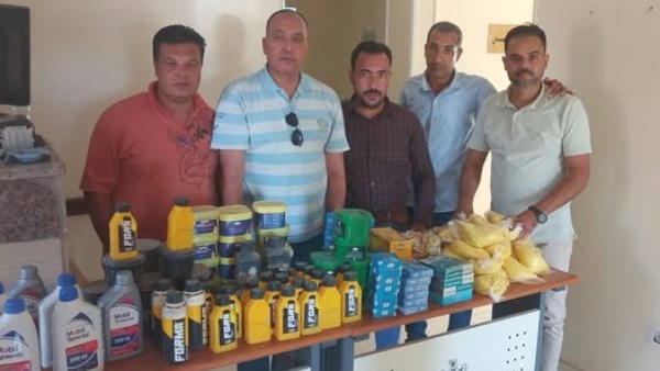 تموين بني سويف: ضبط قطع غيار وزيوت سيارات ومواد غذائية مجهولة المصدر في سمسطا