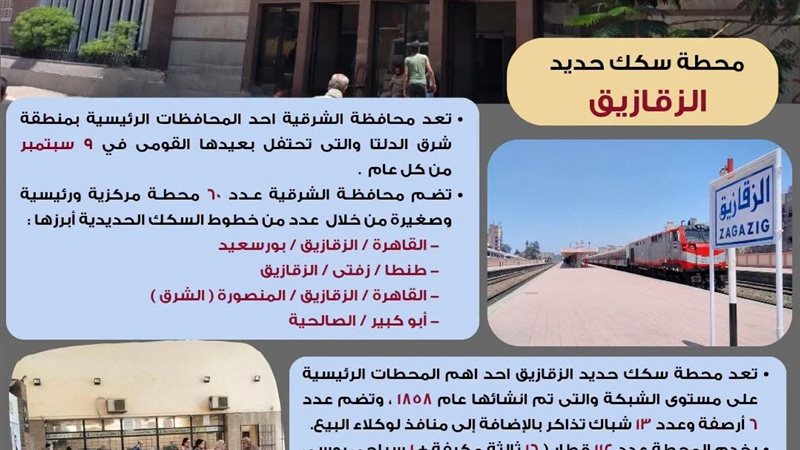 6 أرصفة و13 شباك تذاكر، التفاصيل الكاملة لمحطة سكك حديد الزقازيق