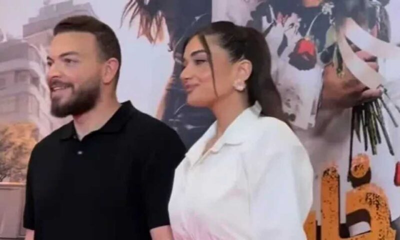 ملك زاهر تدعم خطيبها شريف الليثي قبل طرح فيلم «مطلوب عائليًا»