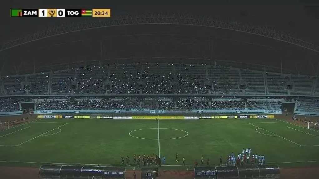 انقطاع الكهرباء يوقف مباراة زامبيا وتوجو