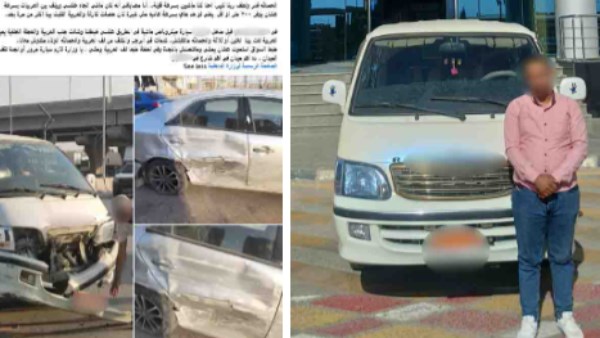 كان ماشى عكس .. القبض على سائق ميكروباص صدم سيارة سيدة بأكتوبر
