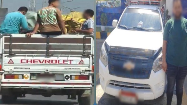القبض على سائق سيارة نفل سمح لأشخاص بالجلوس في الصندوق الخلفي