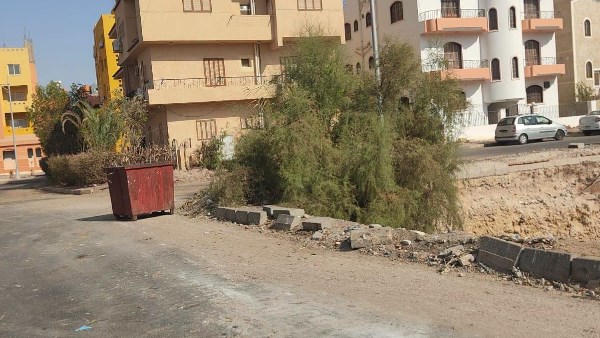 رفع كفاءة النظافة وإزالة مخلفات الأشجار بمنطقة الهلال بالغردقة