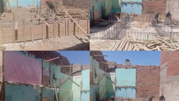 إزالة لأعمال بناء مخالفة بمنطقة زرزارة خلف الملعب في الغردقة