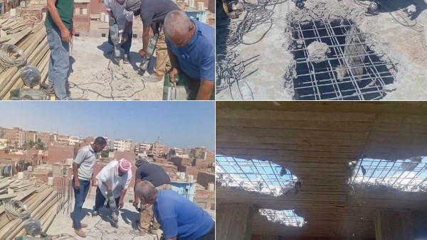 إزالة فورية لمخالفة بناء بدون ترخيص بمنطقة تقسيم السلام بالغردقة