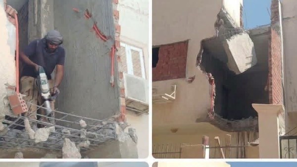 استكمال إزالة مبانٍ مخالفة داخل فيلا بمنطقة الهلال بالغردقة