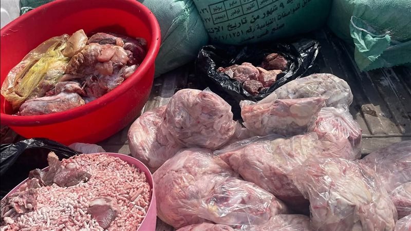 مصادرة 77 كيلو لحوم ومخلفات دواجن غير صالحة للاستهلاك الآدمي بدمياط