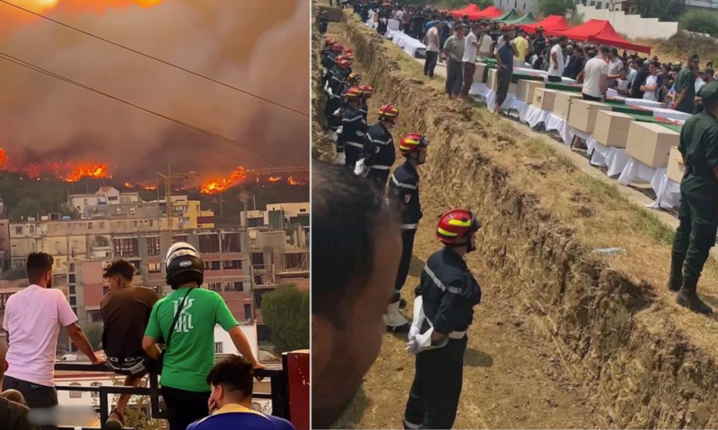 الجزائر: دفن جماعي يكشف جزءا من حجم الخسائر البشرية في “الأربعاء الأسود” للحرائق