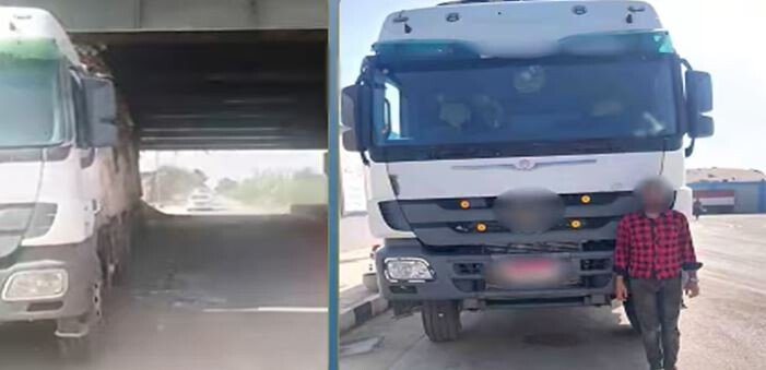 ارتفاع حمولة السيارة.. كشف ملابسات فيديو اصطدام سائق بكوبري في المنوفية