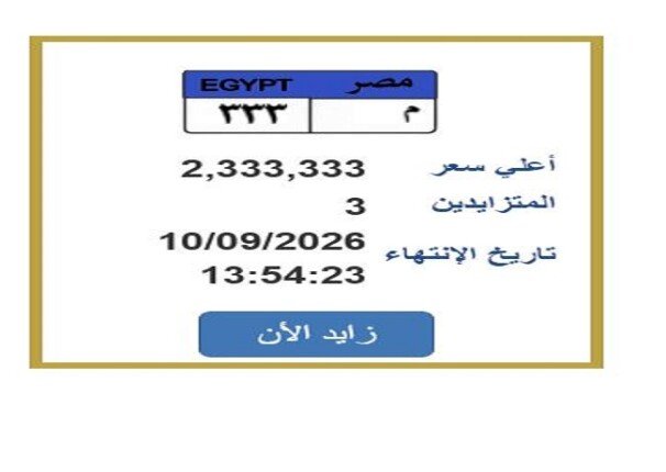 تجاوزت الـ 2 مليون جنيه.. مزايدة نارية على لوحة سيارة مميزة| اعرف التفاصيل