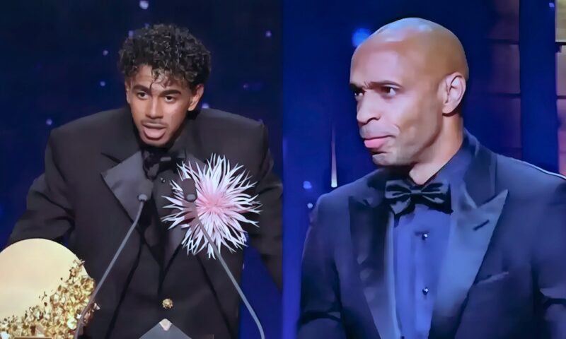 لامين يامال يفاجئ تييري هنري بعد الفوز بجائزة أفضل لاعب شاب في العالم (فيديو)