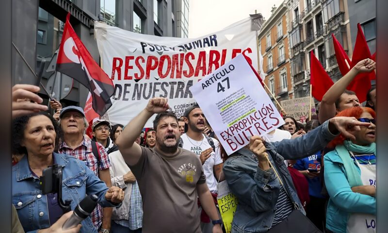 مظاهرات في مدريد مع مواجهة الحكومة الإسبانية تصويتاً حاسماً بشأن أزمة الإيجارات