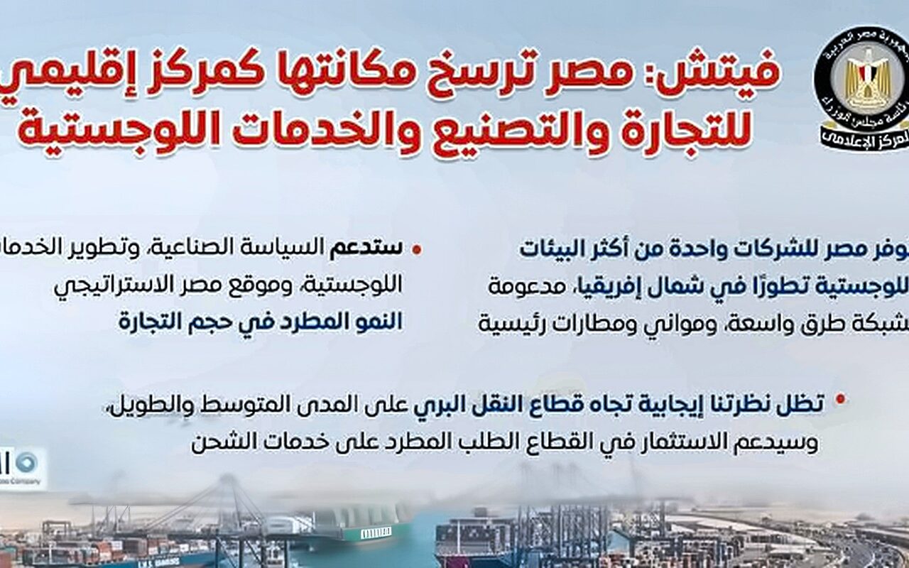 مؤسسة فيتش: مصر ترسخ مكانتها كمركز إقليمي للتجارة والتصنيع والخدمات اللوجستية