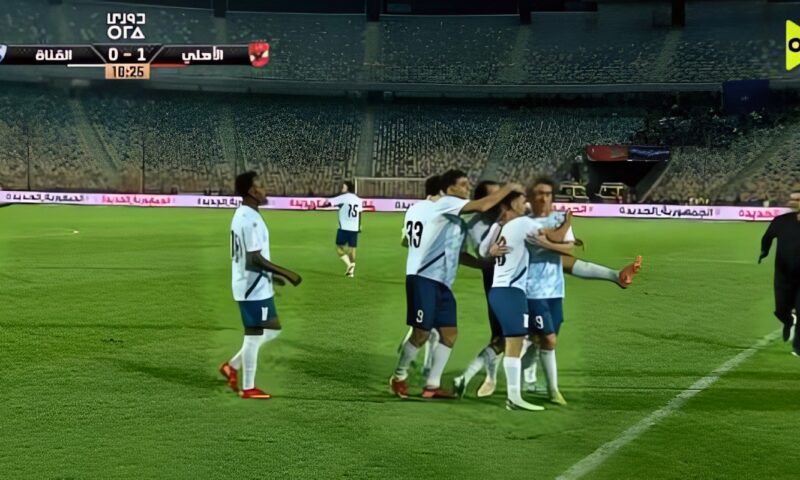 محمود هاني يسجل هدف التعادل للقناة فى شباك الأهلي
