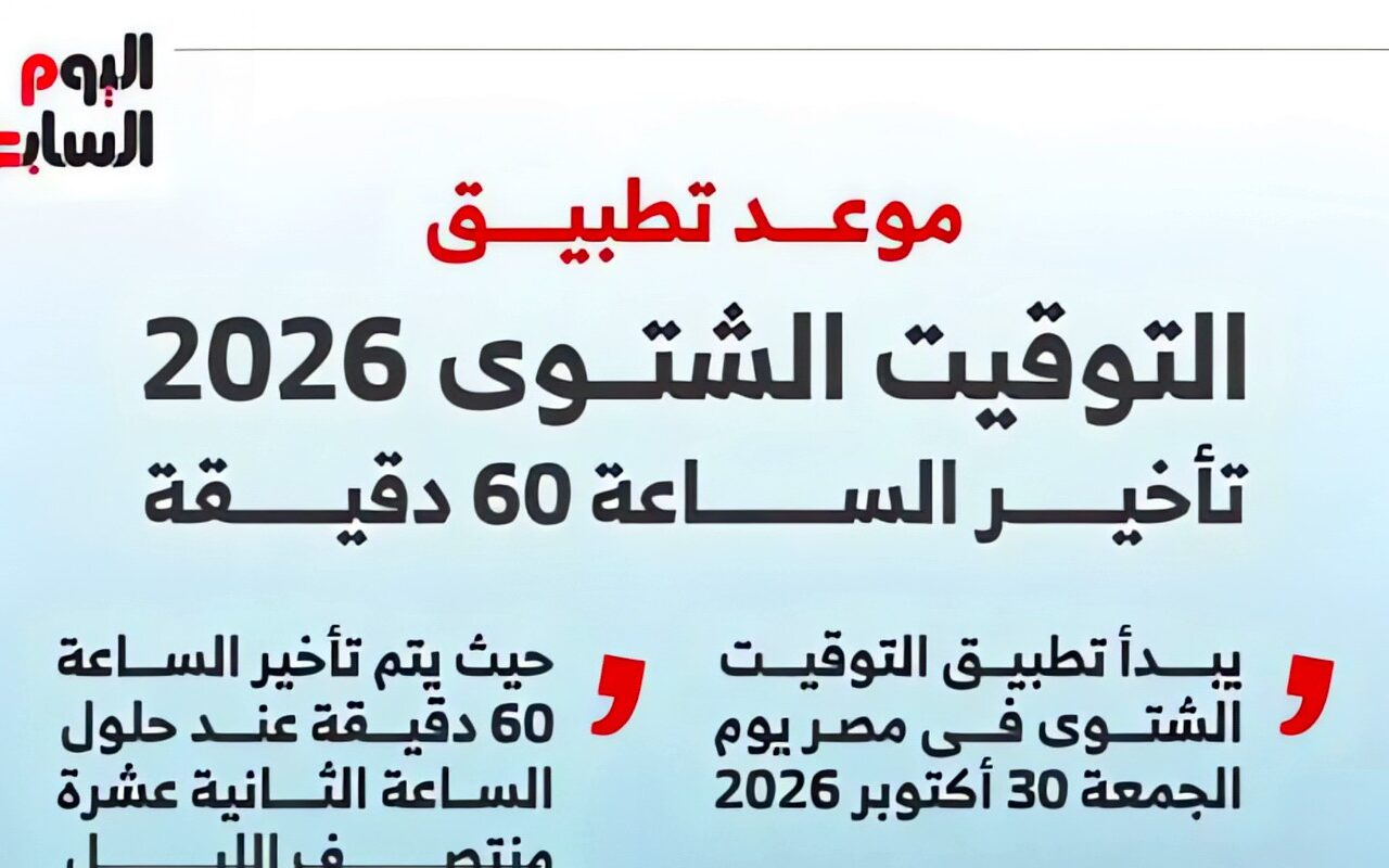 بدء تطبيق التوقيت الشتوى 2026 فى هذا الموعد.. إنفوجراف