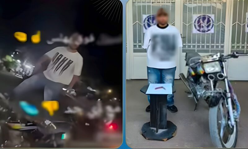 نهاية المجاملة في الكلبش، ضبط عامل ببني سويف ظهر أعلى دراجة نارية يلوح بسلاح أبيض احتفالًا بزفاف صديقه