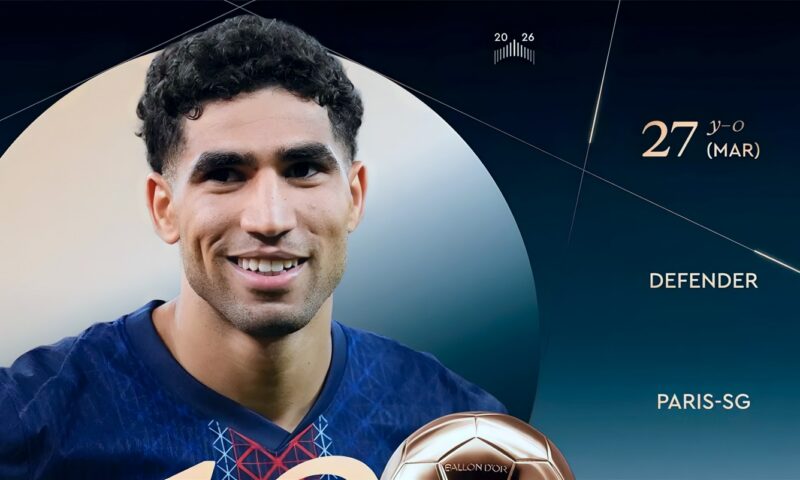 أشرف حكيمي في الترتيب الـ13 وفينيسيوس الـ17 بسباق الكرة الذهبية 2026